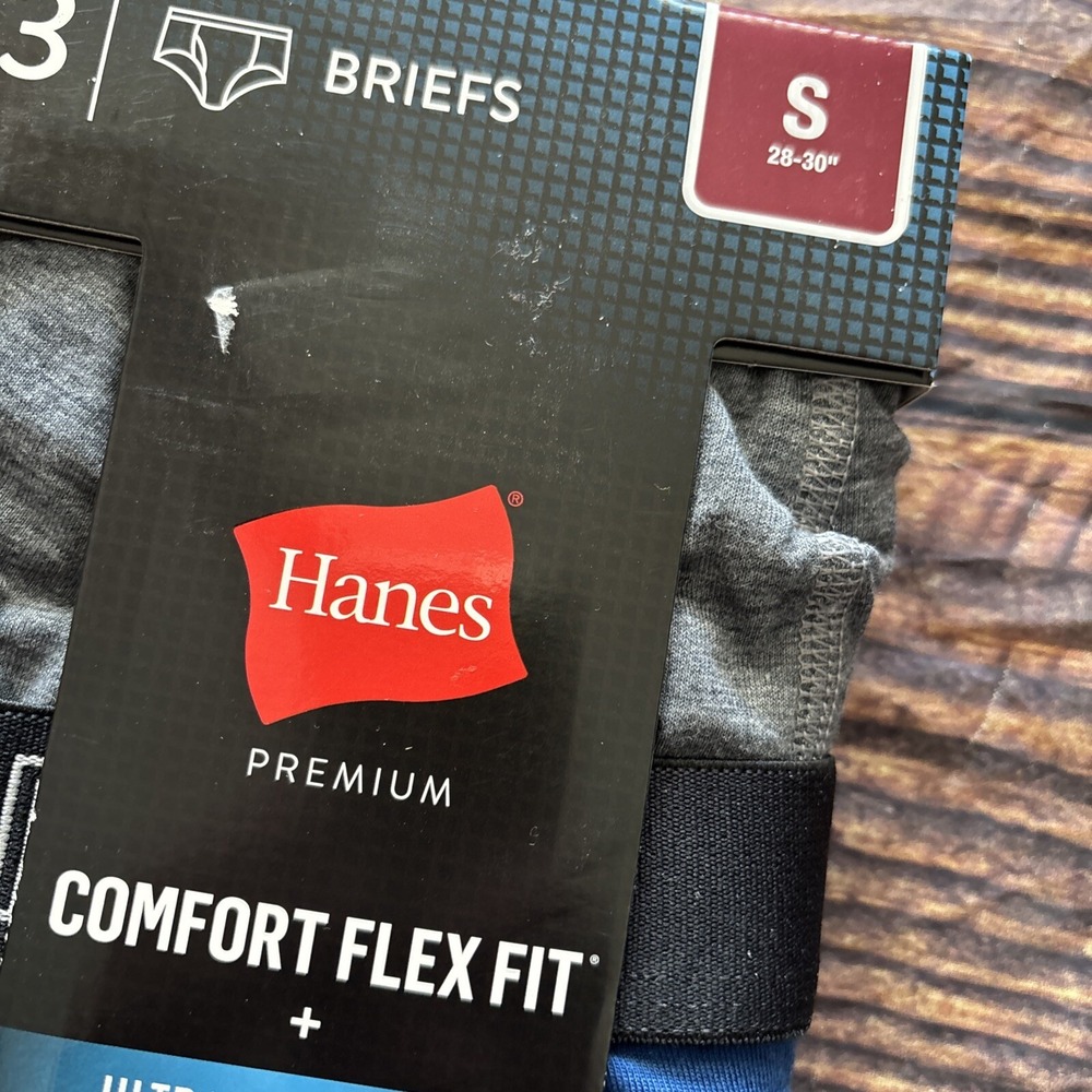 Hanes Premium Men's Briefs with Total Support Pouch 3pk Gray/Blue/Black, Small - Picture 2 of 4